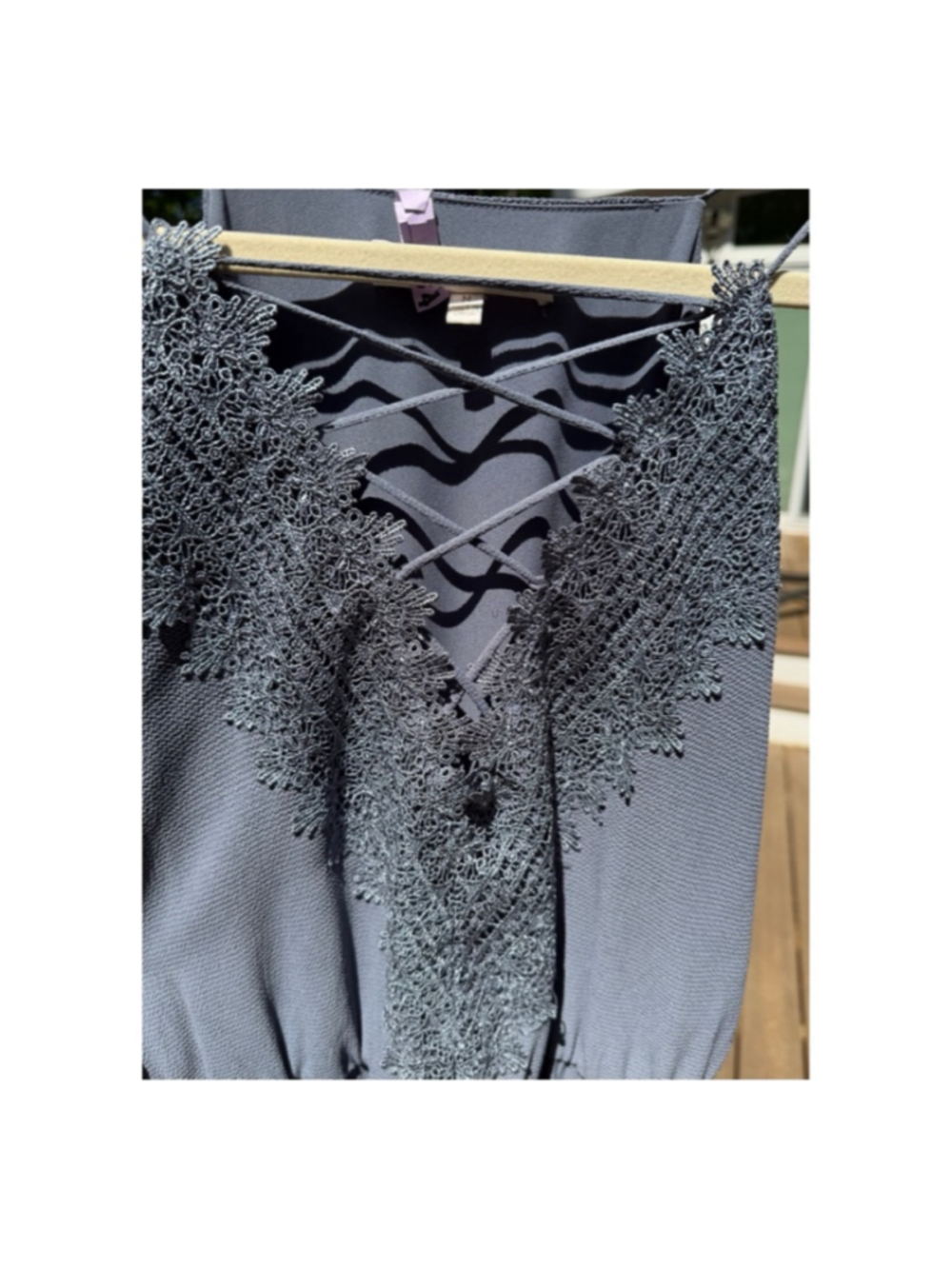 Women's WAYF Gray Lace-Up Maxi Dress - Size M (EUC) - Picture 3 of 5